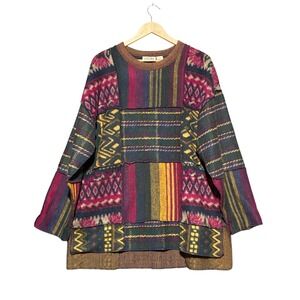 Stefano International Vintage Patchwork Oversized Sweater Womens Large 90s Coogi